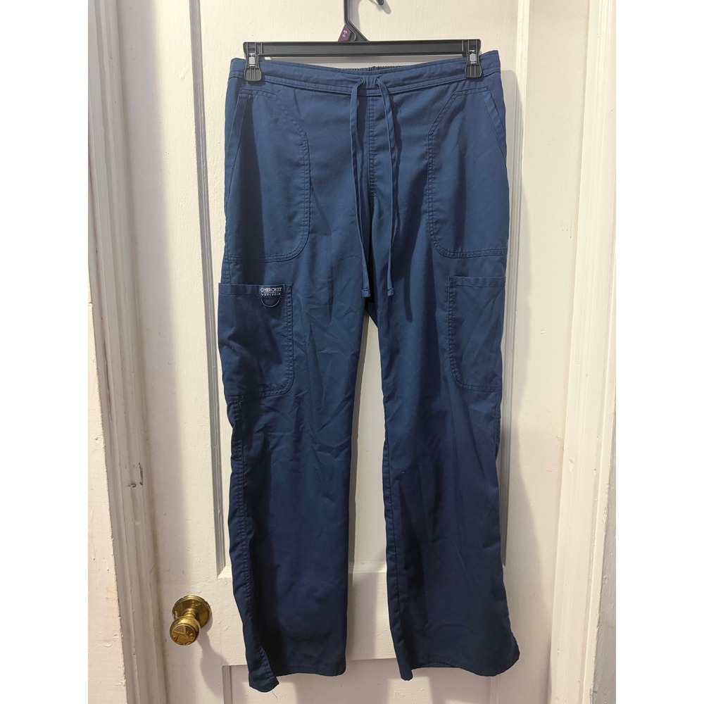Cherokee Authentic Workwear Navy Blue Scrub Pants Cargo Drawstring Small